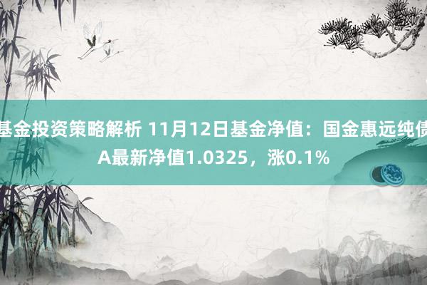 基金投资策略解析 11月12日基金净值：国金惠远纯债A最新净值1.0325，涨0.1%