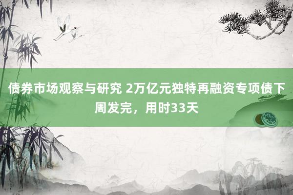 债券市场观察与研究 2万亿元独特再融资专项债下周发完，用时33天