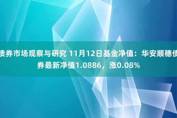 债券市场观察与研究 11月12日基金净值：华安顺穗债券最新净值1.0886，涨0.08%