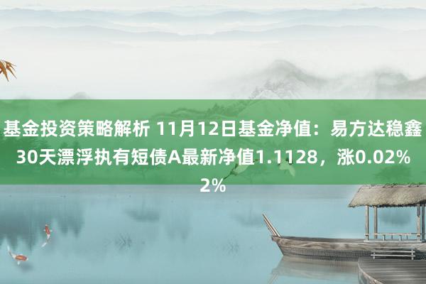 基金投资策略解析 11月12日基金净值：易方达稳鑫30天漂浮执有短债A最新净值1.1128，涨0.02%