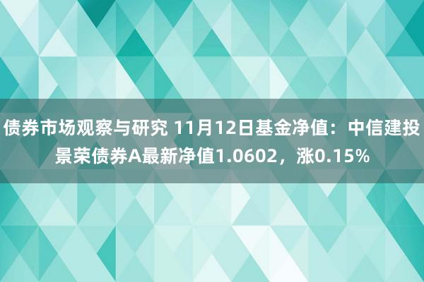 债券市场观察与研究 11月12日基金净值：中信建投景荣债券A最新净值1.0602，涨0.15%