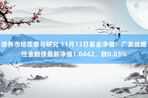 债券市场观察与研究 11月13日基金净值：广发战略性金融债最新净值1.0442，跌0.03%