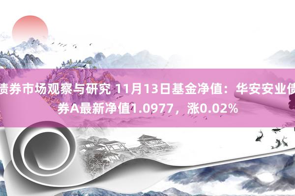 债券市场观察与研究 11月13日基金净值：华安安业债券A最新净值1.0977，涨0.02%