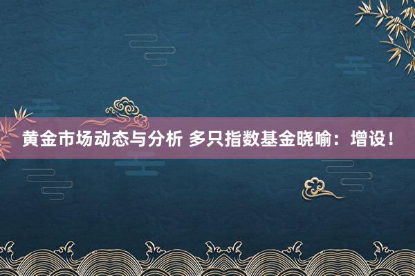 黄金市场动态与分析 多只指数基金晓喻：增设！