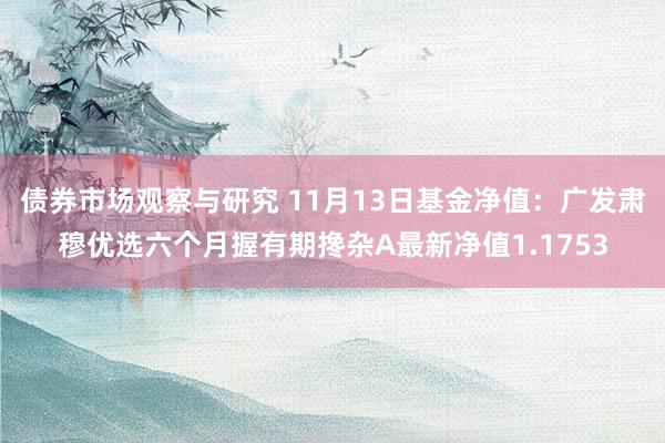 债券市场观察与研究 11月13日基金净值：广发肃穆优选六个月握有期搀杂A最新净值1.1753