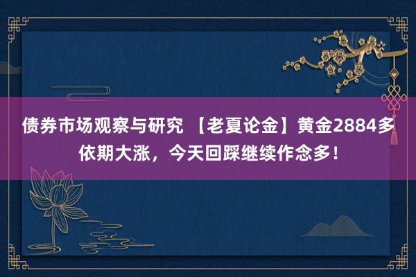 债券市场观察与研究 【老夏论金】黄金2884多依期大涨，今天回踩继续作念多！