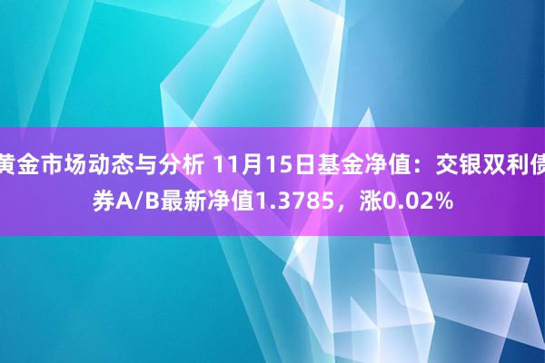 黄金市场动态与分析 11月15日基金净值：交银双利债券A/B最新净值1.3785，涨0.02%