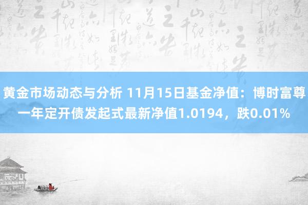 黄金市场动态与分析 11月15日基金净值：博时富尊一年定开债发起式最新净值1.0194，跌0.01%