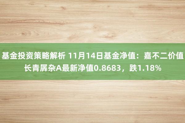 基金投资策略解析 11月14日基金净值：嘉不二价值长青羼杂A最新净值0.8683，跌1.18%