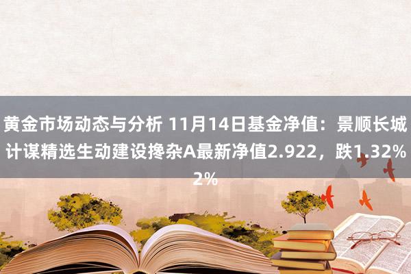 黄金市场动态与分析 11月14日基金净值：景顺长城计谋精选生动建设搀杂A最新净值2.922，跌1.32%