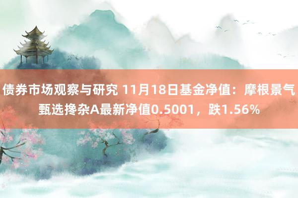 债券市场观察与研究 11月18日基金净值：摩根景气甄选搀杂A最新净值0.5001，跌1.56%