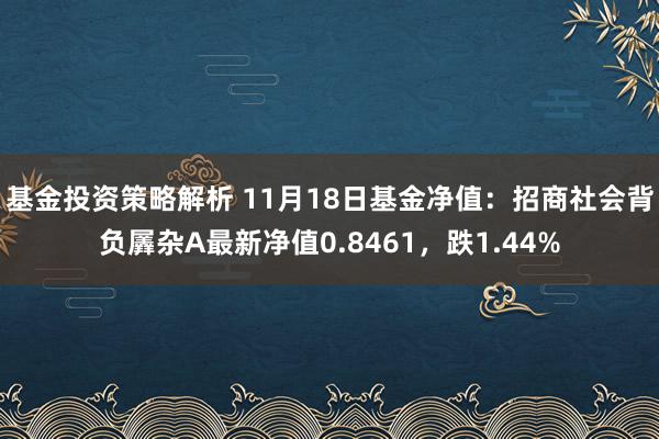 基金投资策略解析 11月18日基金净值：招商社会背负羼杂A最新净值0.8461，跌1.44%