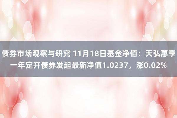 债券市场观察与研究 11月18日基金净值：天弘惠享一年定开债券发起最新净值1.0237，涨0.02%