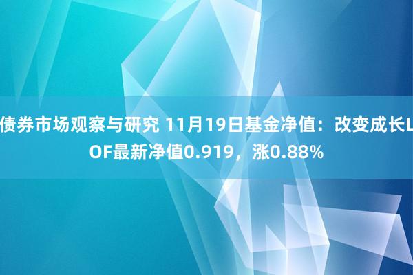 债券市场观察与研究 11月19日基金净值：改变成长LOF最新净值0.919，涨0.88%