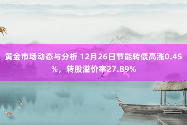 黄金市场动态与分析 12月26日节能转债高涨0.45%，转股溢价率27.89%