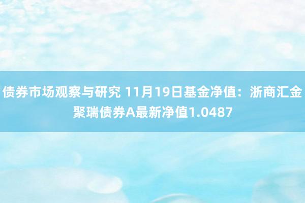 债券市场观察与研究 11月19日基金净值：浙商汇金聚瑞债券A最新净值1.0487