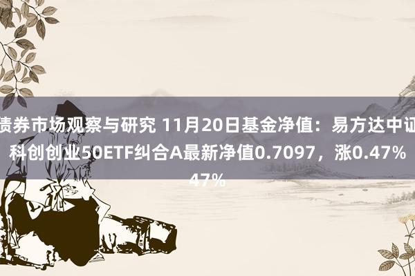 债券市场观察与研究 11月20日基金净值：易方达中证科创创业50ETF纠合A最新净值0.7097，涨0.47%