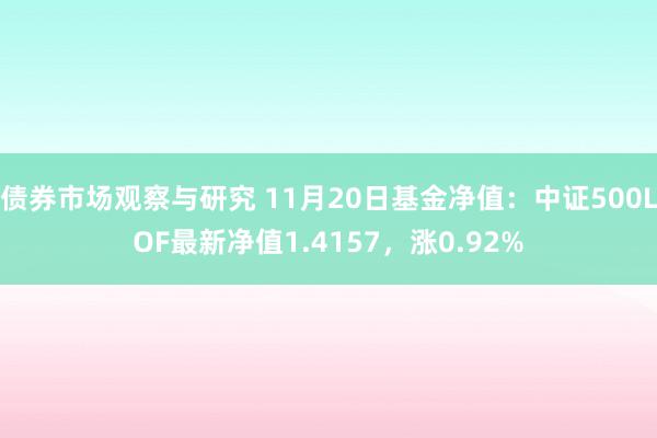 债券市场观察与研究 11月20日基金净值：中证500LOF最新净值1.4157，涨0.92%