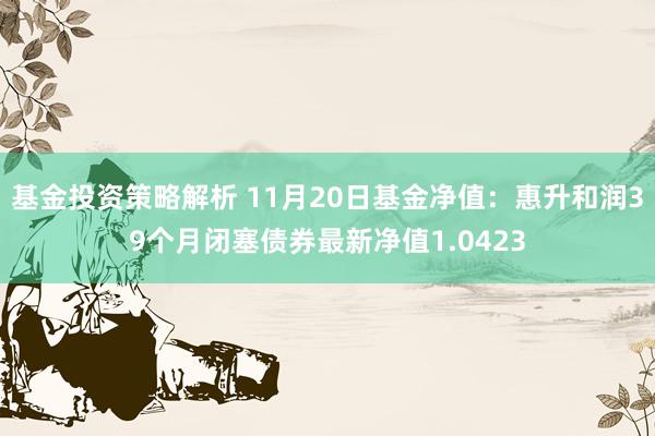 基金投资策略解析 11月20日基金净值：惠升和润39个月闭塞债券最新净值1.0423