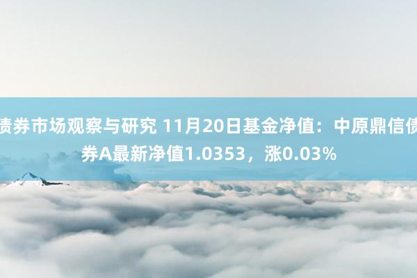 债券市场观察与研究 11月20日基金净值：中原鼎信债券A最新净值1.0353，涨0.03%