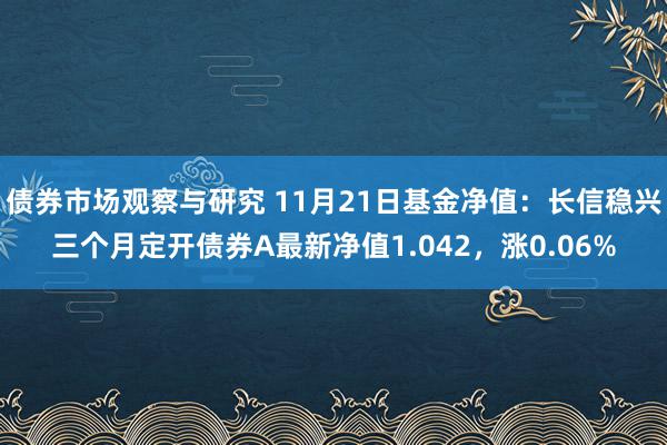 债券市场观察与研究 11月21日基金净值：长信稳兴三个月定开债券A最新净值1.042，涨0.06%