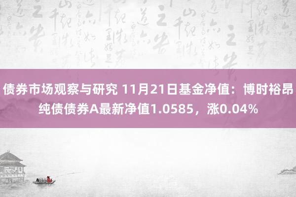 债券市场观察与研究 11月21日基金净值：博时裕昂纯债债券A最新净值1.0585，涨0.04%