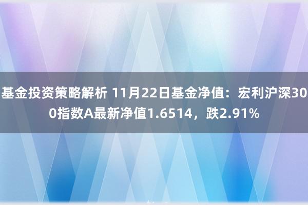 基金投资策略解析 11月22日基金净值：宏利沪深300指数A最新净值1.6514，跌2.91%