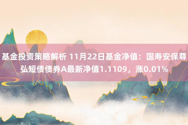 基金投资策略解析 11月22日基金净值：国寿安保尊弘短债债券A最新净值1.1109，涨0.01%