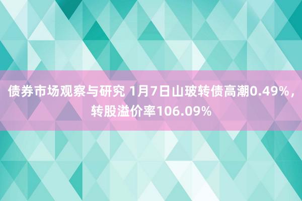 债券市场观察与研究 1月7日山玻转债高潮0.49%，转股溢价率106.09%